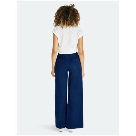 Etica Women’s Size 32 Devon Wide Leg High Rise Pants Split Leg Navy Blue - Picture 2 of 10
